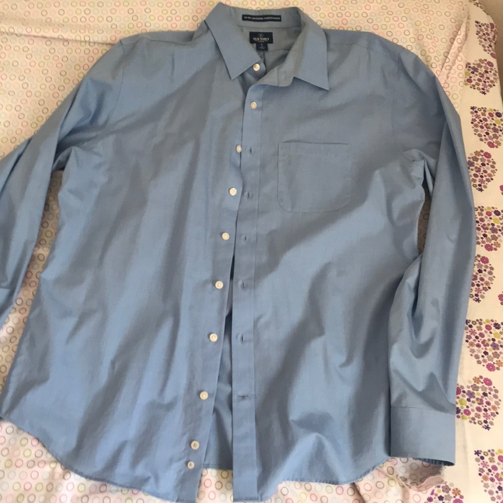Old navy slim fit non iron blue dress shirt